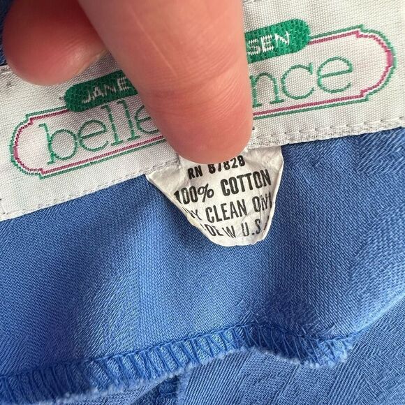 Jane Schaffhausen Belle France Women’s 80s Jacquard Drop Waist Steel Cornflower - Picture 4 of 15